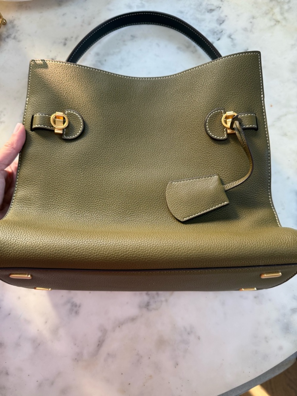 Tory Burch Lee Radziwill Double Bag in Leccio Green with two straps - Picture 9 of 14